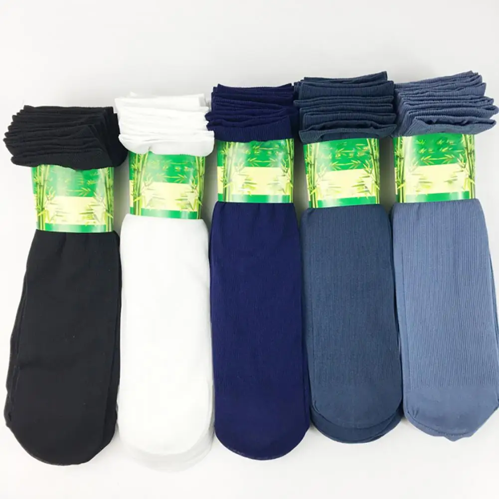 Men's Summer Socks Elastic Breathable Polyester Elastic Silk Socks for Spring Thin Ice Silk Socks Casual Short Crew Socks носки