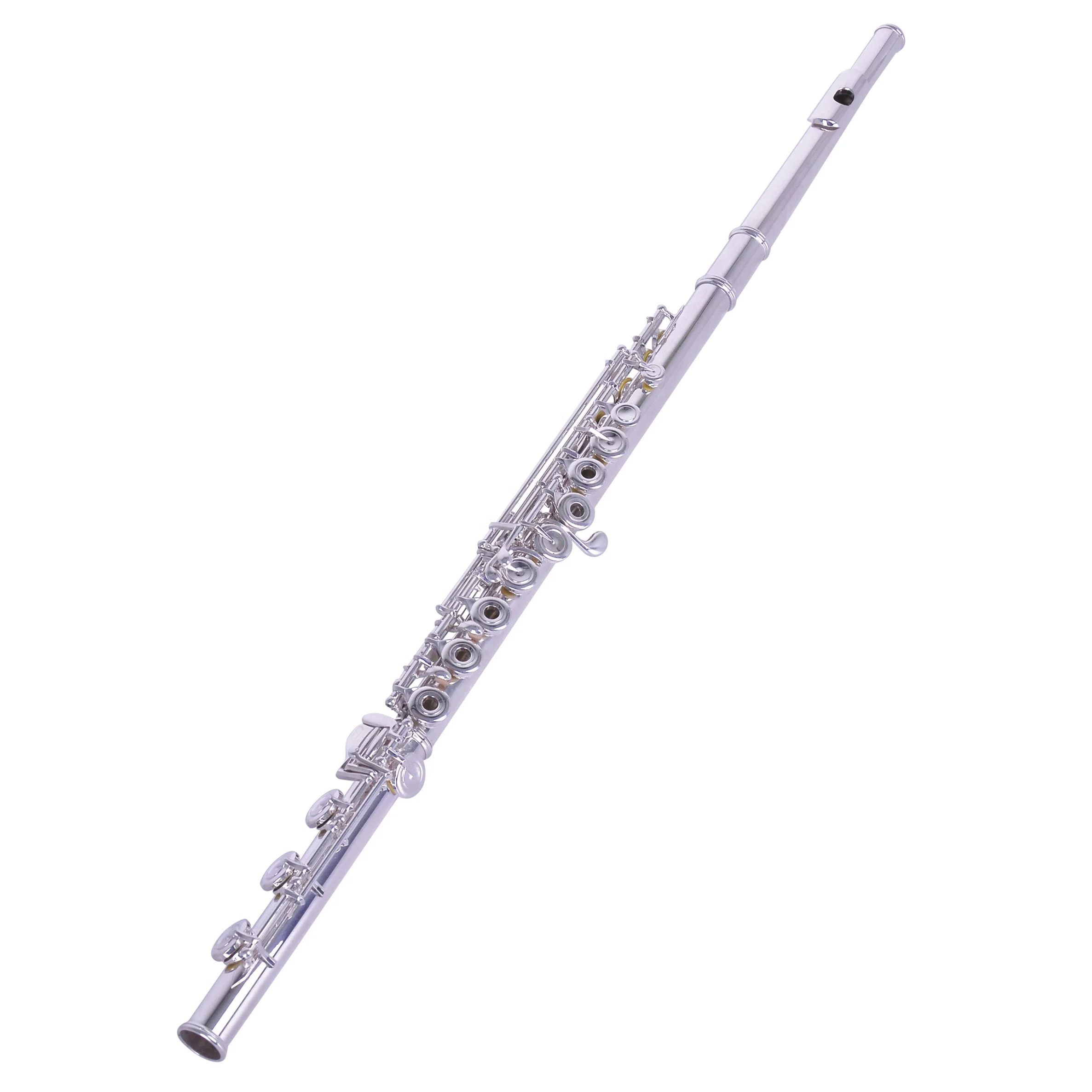 White Brass 17 Open Hole C Key Flute Woodwind Musical Instrument For Beginner Student Grading Test Band Rehearsal Daily Practice
