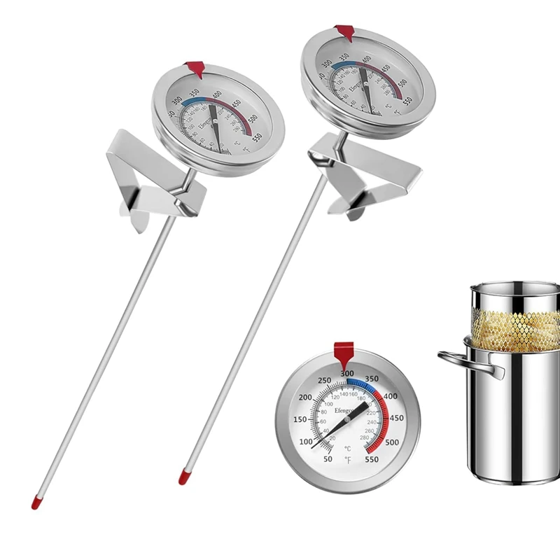 Deep Fry Thermometer Kit For Fring, With Pot Clip,12Inch Probe - For Tall Pots,Beef,Lamb, Meat Cooking