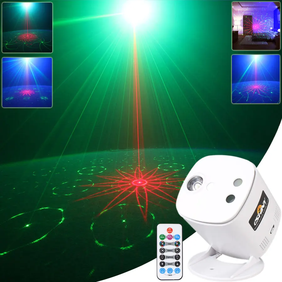 M24 R&G Laser 24 Patterns Projector Party DJ Light Disco RGB LED Bar Dance Bedroom Stage Lighting Christmas Decoration Lamp