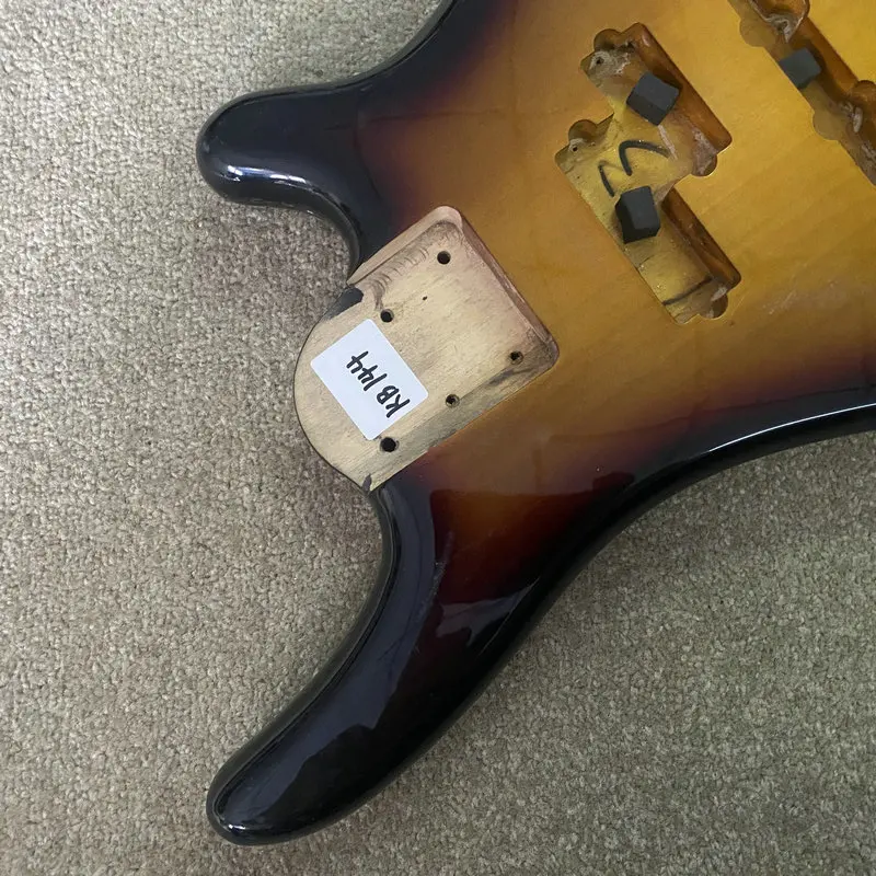 KB144 Active PJ Bass 5 String Version Unfinished Electric Bass Body Surface Paints Damages for DIY Sunburst Color in Solid Wood