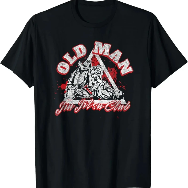 Old Man Jiu Jitsu Club Retro Design for Dads T-Shirt Graphic Harajuku Clothing High Quality Cotton Crewneck Loose Tees Tops