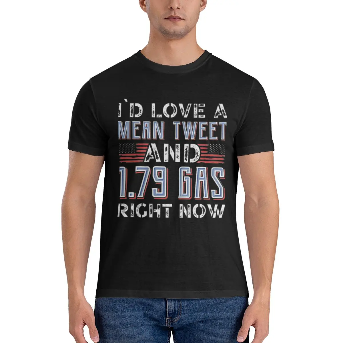 Trump 2024 Id Love A Mean Tweet And 1.79 Gas Right Now American Flag Tshirt man T Shirt Shirts Cotton Summer Tops Tshirt