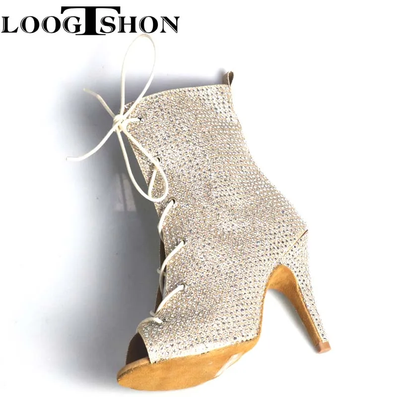 2022 Winter New Style Bachata Social Dance Booties 6-10cm Customized Heel Khaki  Salsa Latin Dance Shoes Dance Boot For Women