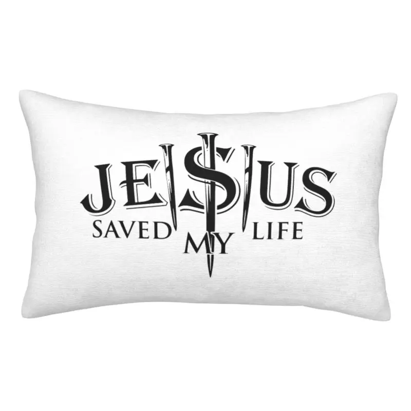 Custom Jesus Saved My Life Cushion Covers Velvet Christ Religion Christian Faith Pillowcase for Bed Sofa Rectangle Pillowcase