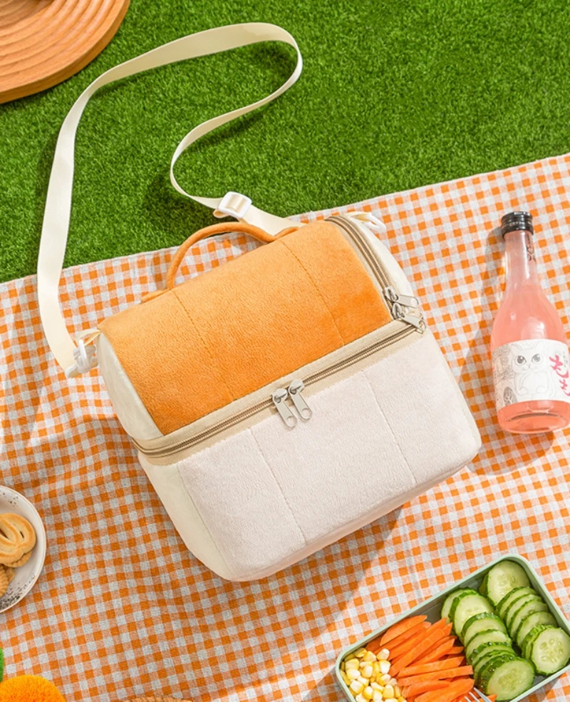 Borsa Bento personalizzata, borsa isolante ispessita a doppio strato, comoda borsa a tracolla, borsa da Picnic di grande capacità