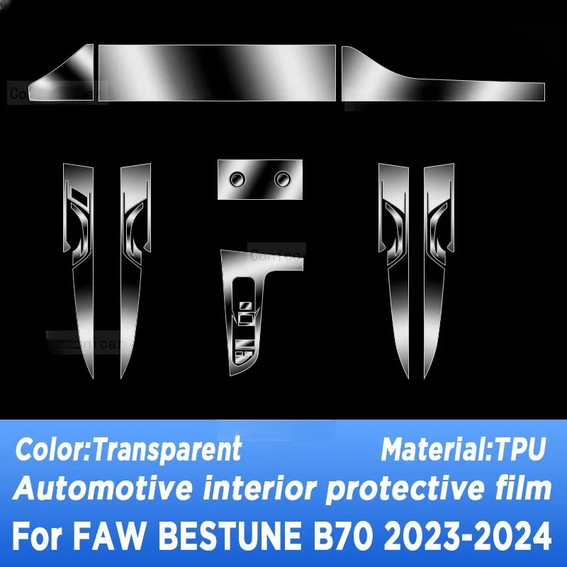 For FAW BESTUNE B70 2023 Gearbox Panel Navigation Screen Automotive Interior TPU Protective Film Cover Anti-Scratch Sticker