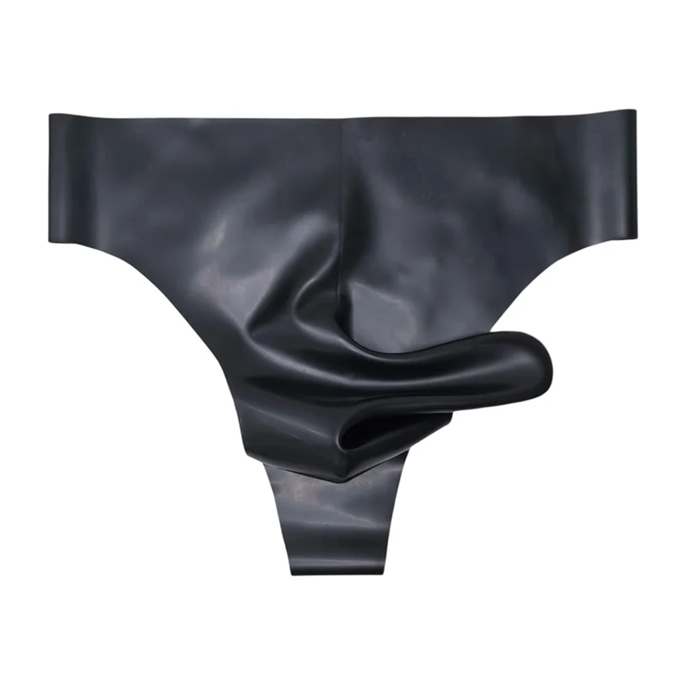 Men's Latex Underwear Rubber Elephant Nose Lingerie See Through Briefs Safety Panties Low Rise G-string Sexy Thong Erotic T-Back