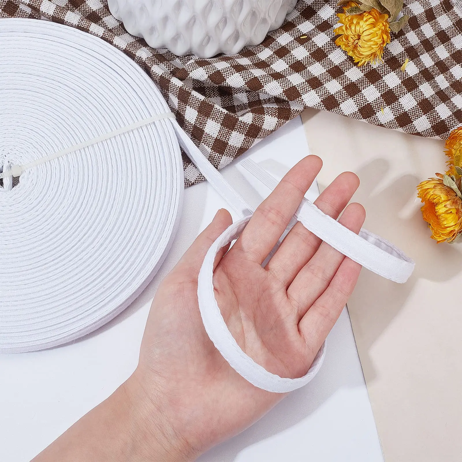 15mm Cotton Covered Polyester Corset Boning 50Yards Bra Support Tool For Sewing Corsets Bridal Gowns Lingerie Garment Handcraft