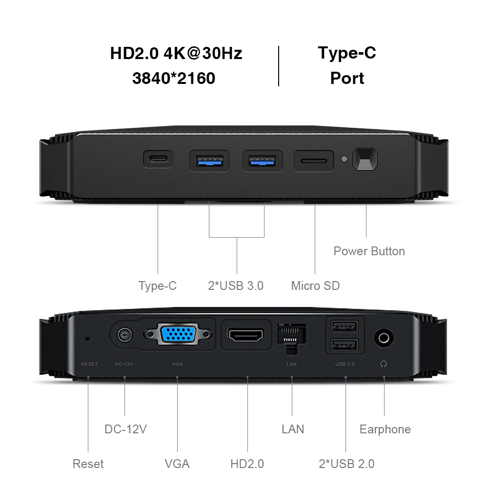 CHUWI-Mini PC HeroBox Intel Celeron N100, Façades Core CPU, Windows 11, 8 Go LPDDR4, 256 Go SSD, Bande Touriste, Wifi, Ordinateur de Bureau