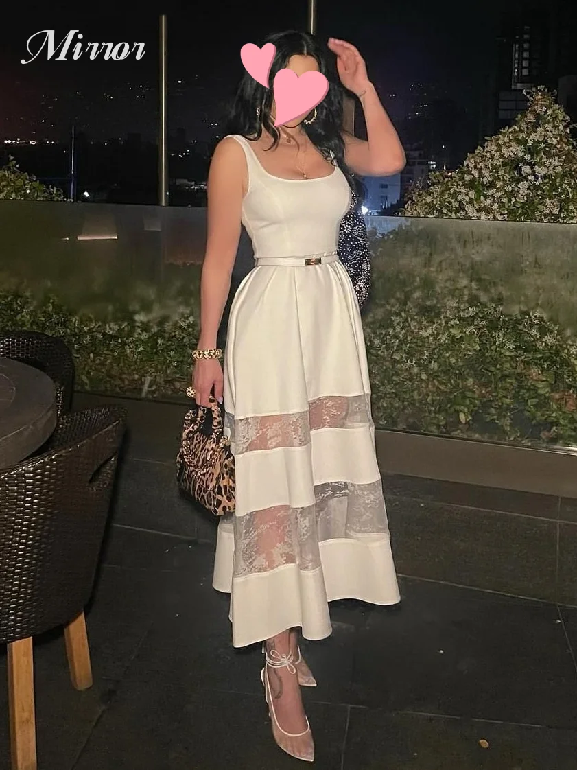 

Mirror Dress Elegant Vintage Sweet Sexy Lace A-Line Square Collar Customized Formal Occasion Prom Dress Evening Party Gowns