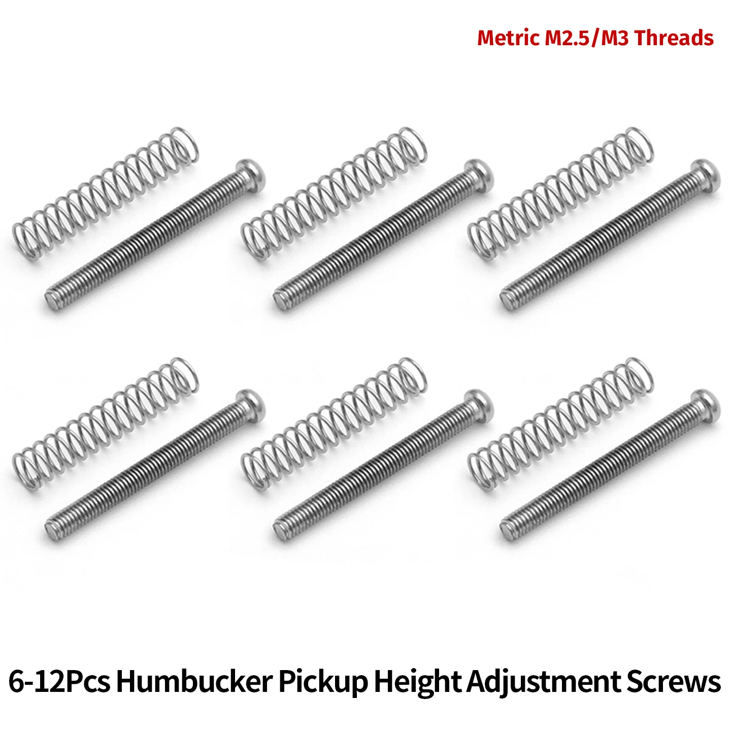 6/12 Pcs Humbucker Pickup Mounting Height Screws and Springs, Guitar Replacement Parts M2.5/M3 Thread