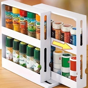 Spice Cremalheira of Storage, 1 PC, 90 degrees Storage rack of storage, 2 level storage rack, small storage and organizer Main Main Sales Girable Seasoning Door - №8
