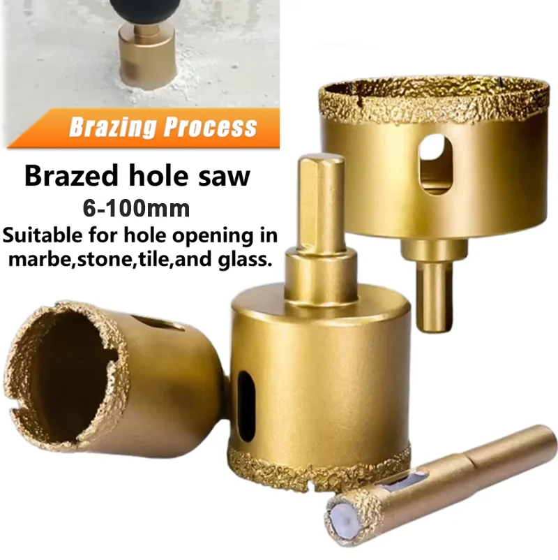 

Brazed Diamond Drill Bit Cutting Hole Saw6-100mm for Porcelain Marble Glass Granite Angle Grinder Drill Bit Home Renovation Tool