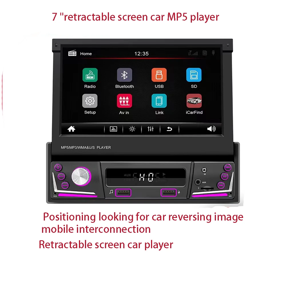 

7 "retractable screen car MP5 player Bluetooth hands-free card GM 9606