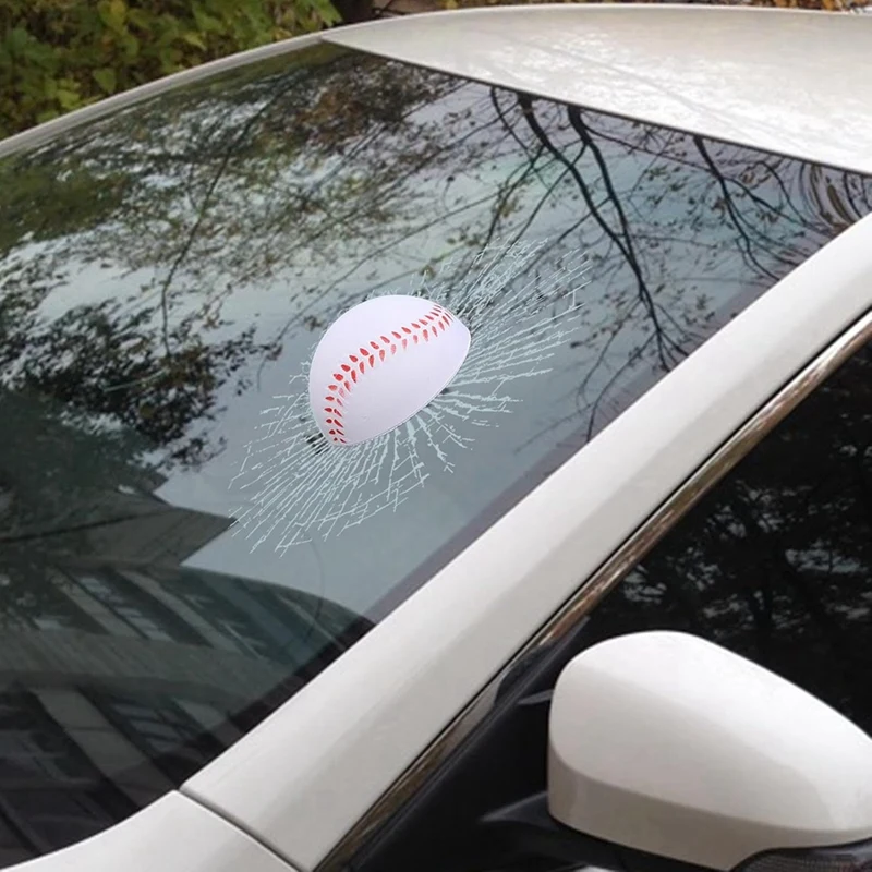 Car Prank Sticker, Glass Sticker, 3D Tennis Ball Hit Window Stickers, Funny Window Stickers, Adhesive-ABPX