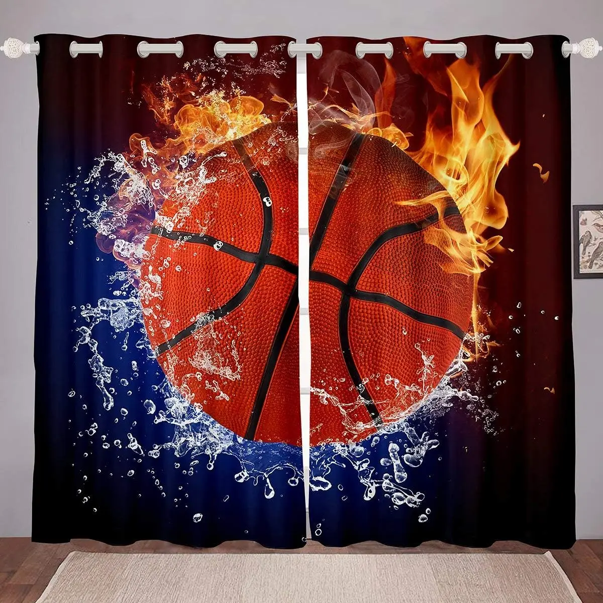 

Basketball Thin Curtains Boys Bedroom Kids Sports Themed curtains Play Games Cool Art Teen Boys Room decor Living Room Darkening