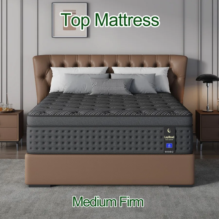12/14inch Memory Foam Hybrid Mattress With Pocket Springs, Twin, Full, Queen, King, Sizes In A Box, Medium Firm, Mattresses For Support Comfort, Fiberglass-Free Suitable For Home Bedrooms, Hotels And Halls Of Residence