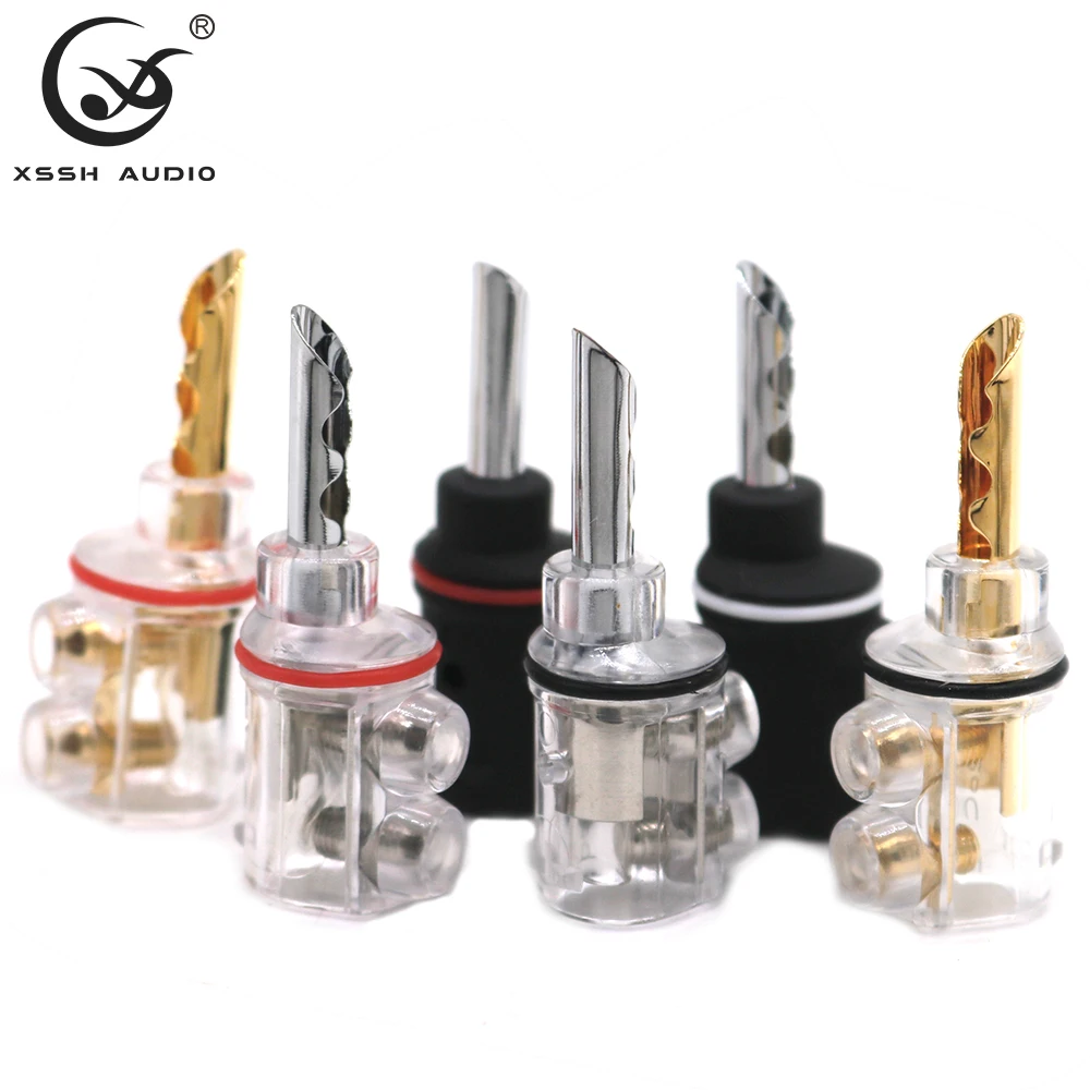 8Pcs XSSH HIFI Hi-End Tellurium ทองแดงชุบโรเดียมสีดำ Audio Video ลำโพง8มม.เครื่องขยายเสียงปลั๊กกล้วยแจ็ค