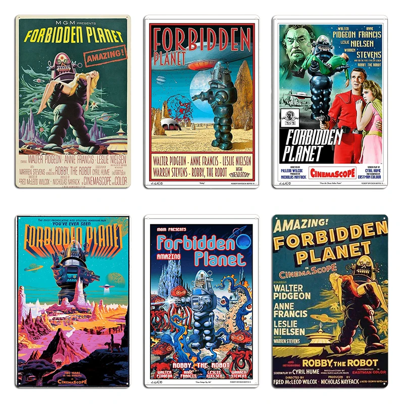 Forbidden Planet 1956 placa de Metal impresa garaje Pub platos decoración de pared Forbidden Planet cartel de estaño cartel