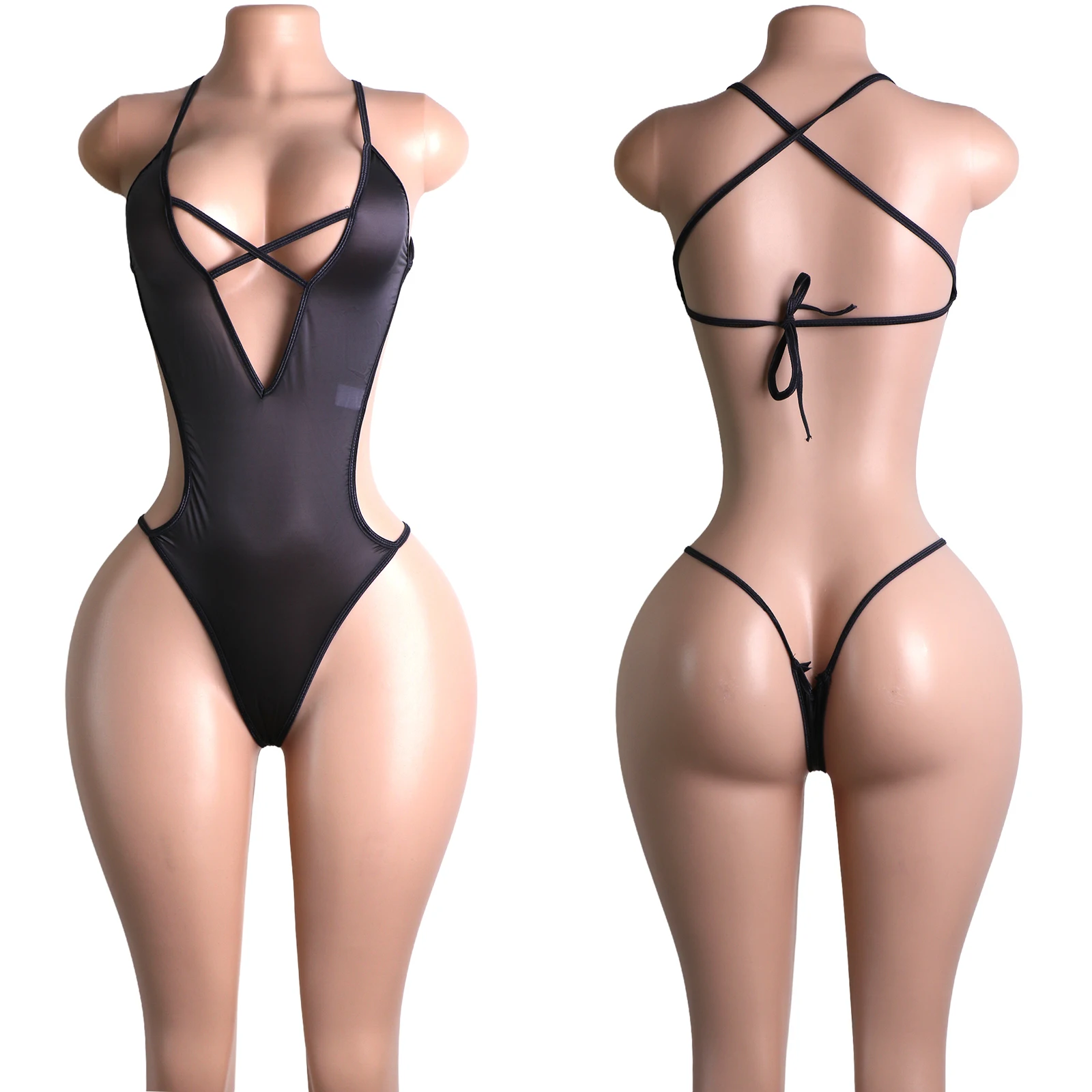 Wear Women Exotic One-Piece Bodysuit Thong Strappy Nightclub Club Outfits Mesh Cheeky Lingerie Stage Designer Apparel Festival