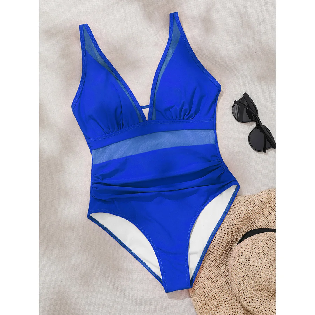 S - XL Neuer sexy, durchsichtiger Badeanzug mit V-Ausschnitt für Damen, einteiliger Badeanzug, Monokini mit hohem Beinausschnitt, Badebekleidung, Badeanzug, Modell V5136 – Detail 29