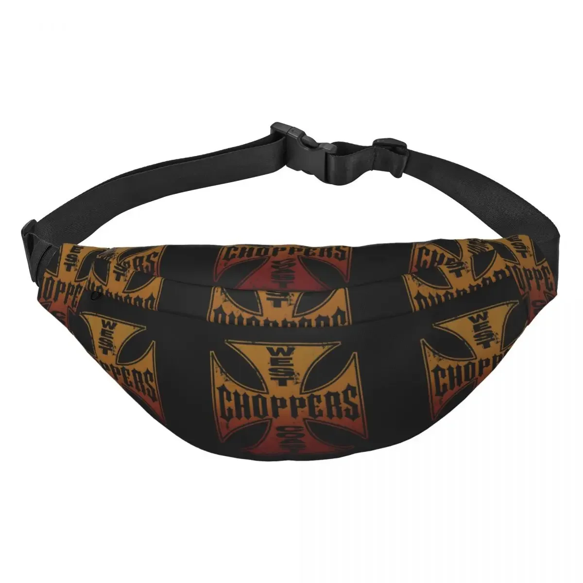 West Coast Chopper Iron Cross Fanny Bag personalizado Sling Crossbody riñonera hombres mujeres corriendo teléfono dinero bolsa