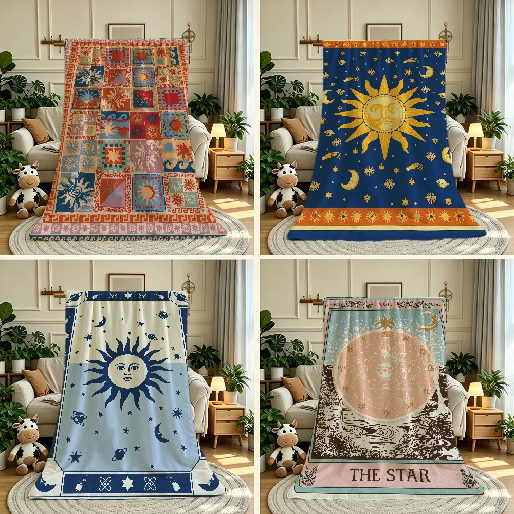 Bohemian Style Sun Moon Blanket Throw Super Cosy Plush Living Room Sofa Couch Childish Birthday Gifts
