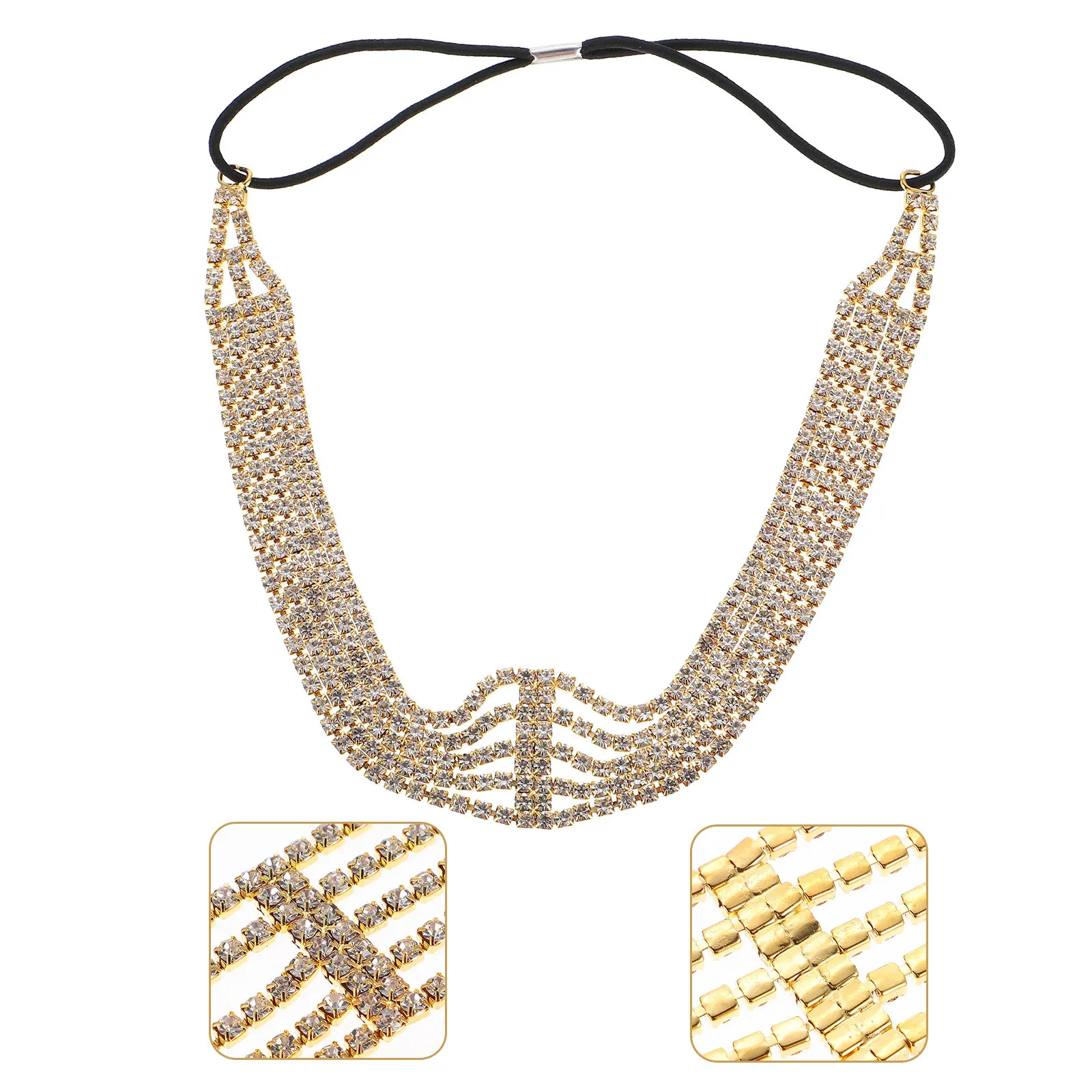 

Wedding Bride Multi-Layer Rhinestone Hair Chain Bridal Headband Elegant Fashion Hair Jewelry Headdress Party Engagement