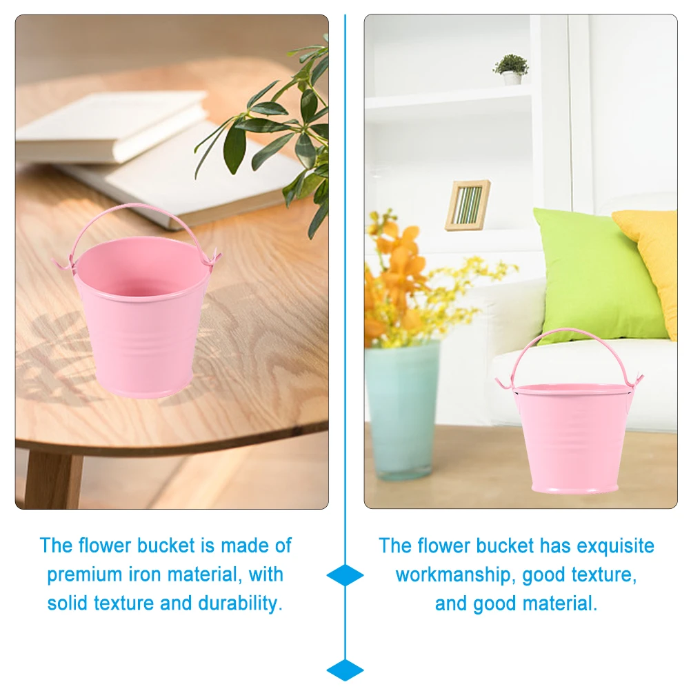 

4pcs Iron Metal Flower Pots Elegant Garden Decor Planters Vintage Photo Prop Iron Bucket Accessories Durable