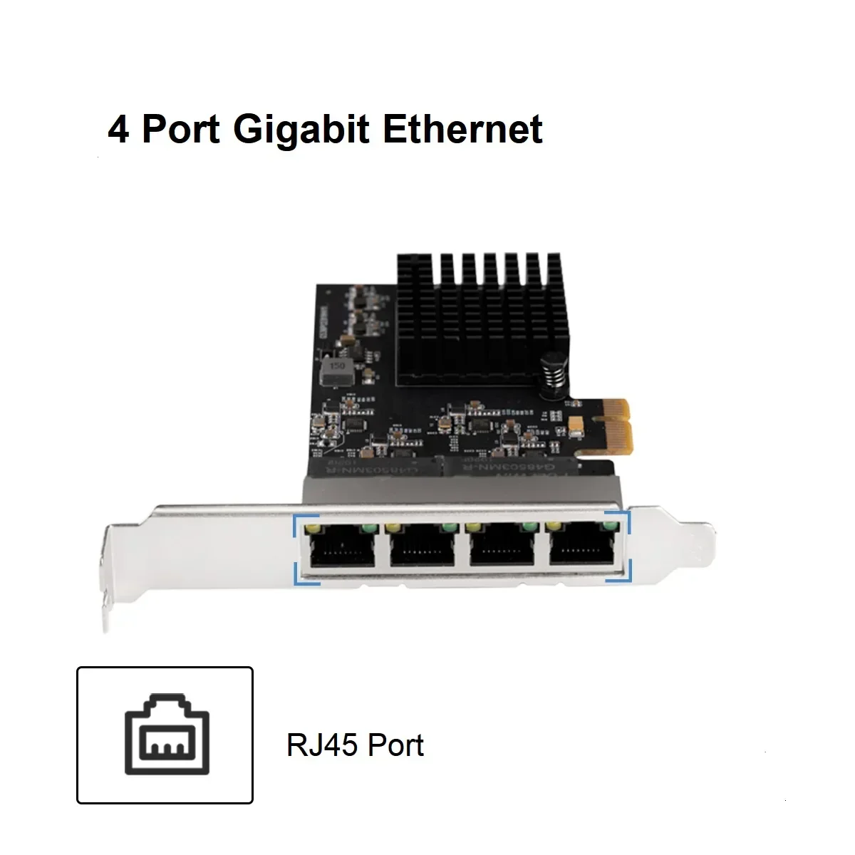 IOCREST PCIe 4 Port Kartu Pengontrol Gigabit Ethernet 1x1000Mbps Chip NIC RTL8111H dengan Braket Profil Rendah untuk desktop