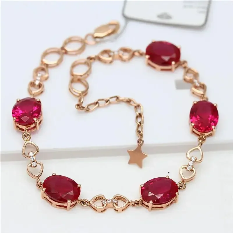 Design requintado 585 roxo ouro incrustado rubi pulseira para mulheres moda banhado 14k rosa ouro luz luxo estrela pulseiras jóias