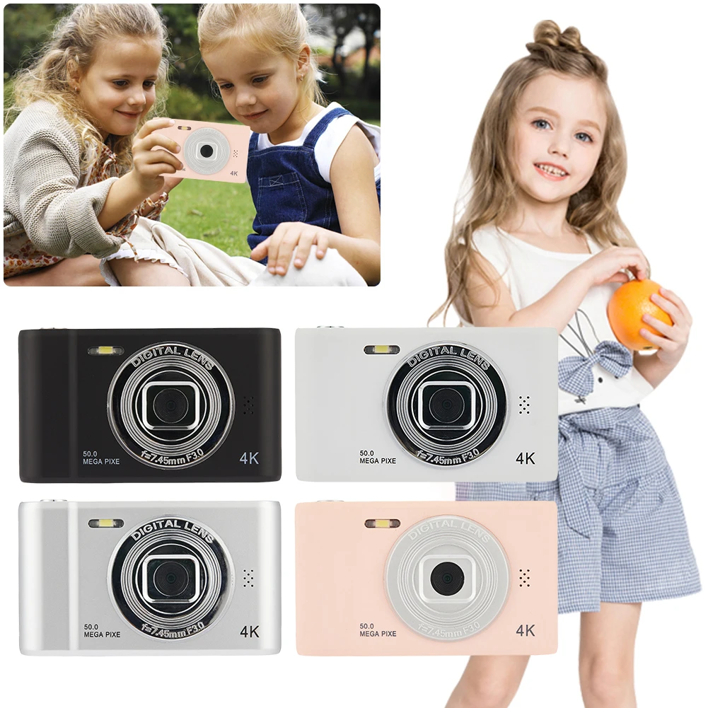 

4K Digital Camera 2.4 Inch IPS Screen Campus Selfie Mini Retro Camera HD Entry-Level Small Students Selfie Camera