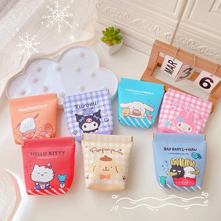 Novel Creative Sanrio Girl Portable Magnetic Buckle Sanitary Napki Storage Bag Kuromi My Melody Key Bag Coin Purse Earphone Bag