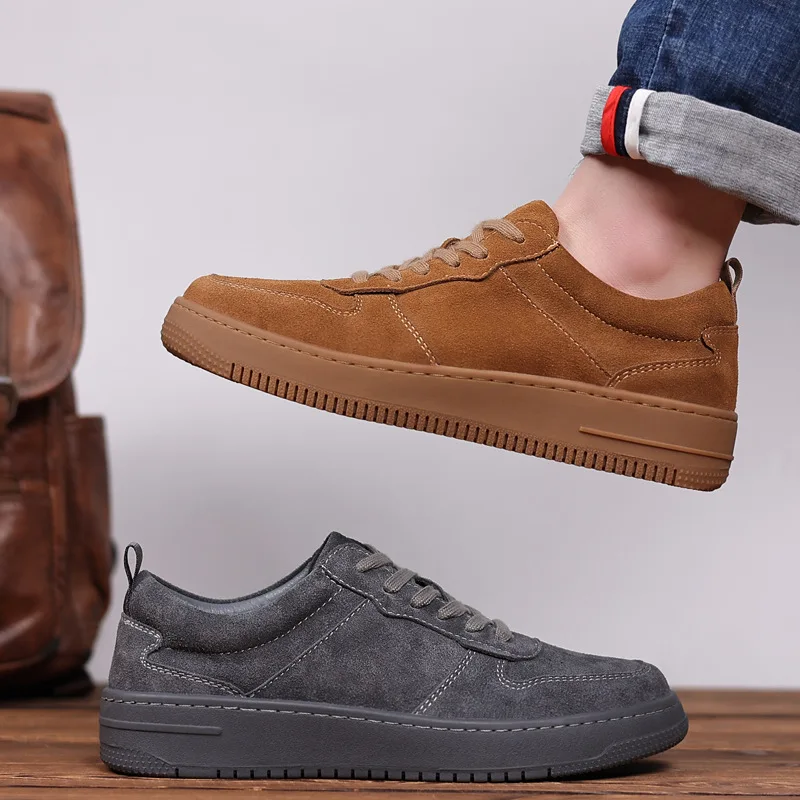 

Fashionable Men's Shoes Casual Leather Shoes Cow Suede Comfortable Leather Versatile Workwear Shoes Retro Low Top Shoes