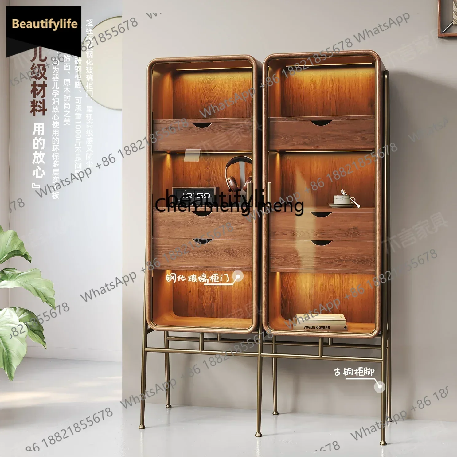 

Y183 Ретро настенный стеклянный винный шкаф для гостиной, бытовой витрина, светильник, роскошный книжный шкаф, элитный ресторан, твердая древесинаQ