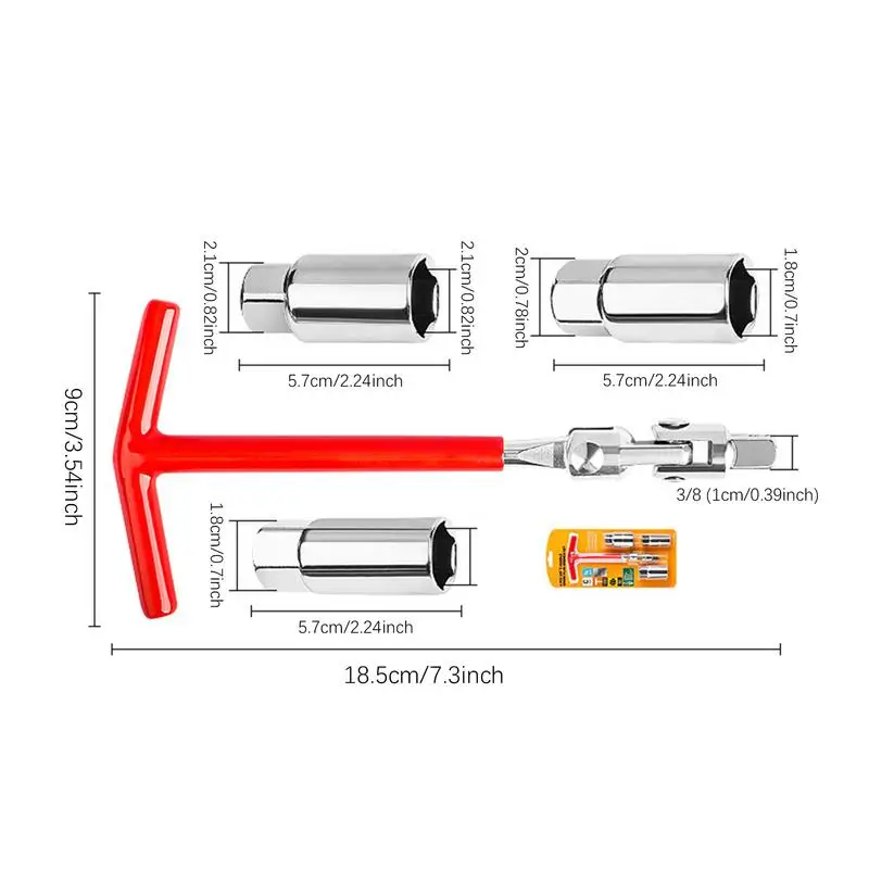 T Handle Wrench Auto T Handle Socket Removal Tool 360-Degree Rotation Spark Plug Removal Tool for Motorcycles Lawn Mowers RVs