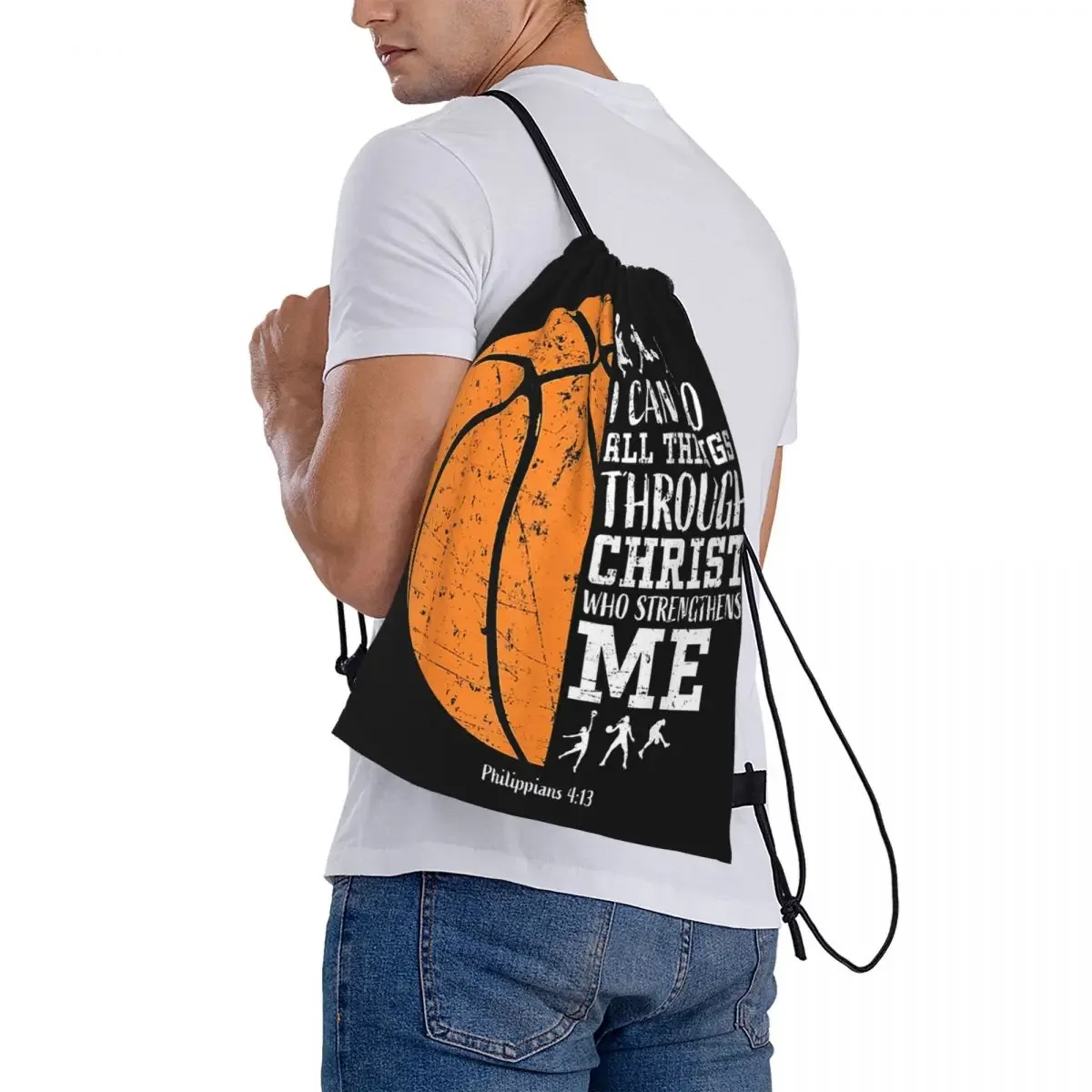 Mochila de baloncesto cristiano I Can Do All Things a través de Cristo Who, bolsa con cordón, paquete de cordón, bolsa deportiva de bolsillo, bolsa de libros