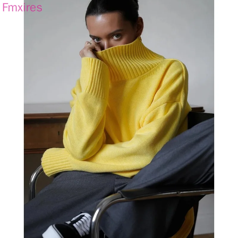 أوائل الشتاء وصول جديد: سترة نسائية ذات ياقة مدورة باللون الأصفر الخردلي - متماسكة كبيرة الحجم مستوحاة من Y2K للأسلوب القديم الأنيق #5