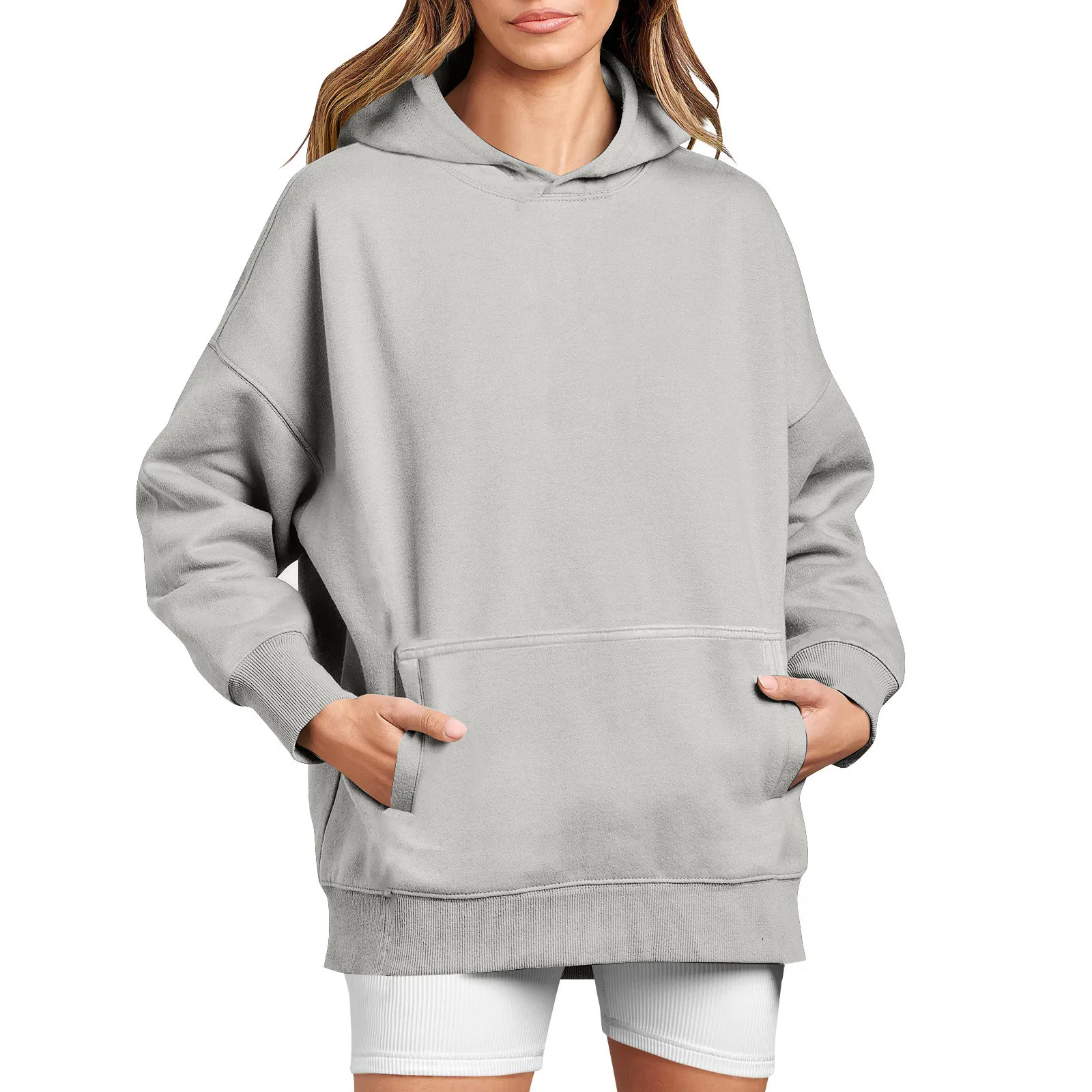 2024 New Women\'S Solid Color Long Sleeved Round Neck Sweatshirt Fashion Casual Comfortable Loose Lightweight Women\'S Sweatshirt