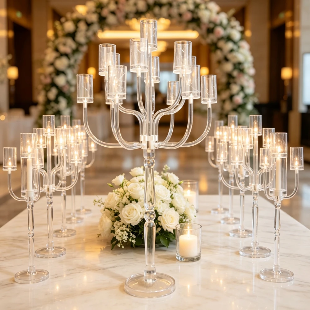 1-12pcs acrylic Crystal Centerpiece with LED candle Light Decor Wedding Table Centerpiece Wedding Decoration Lights centerpieces