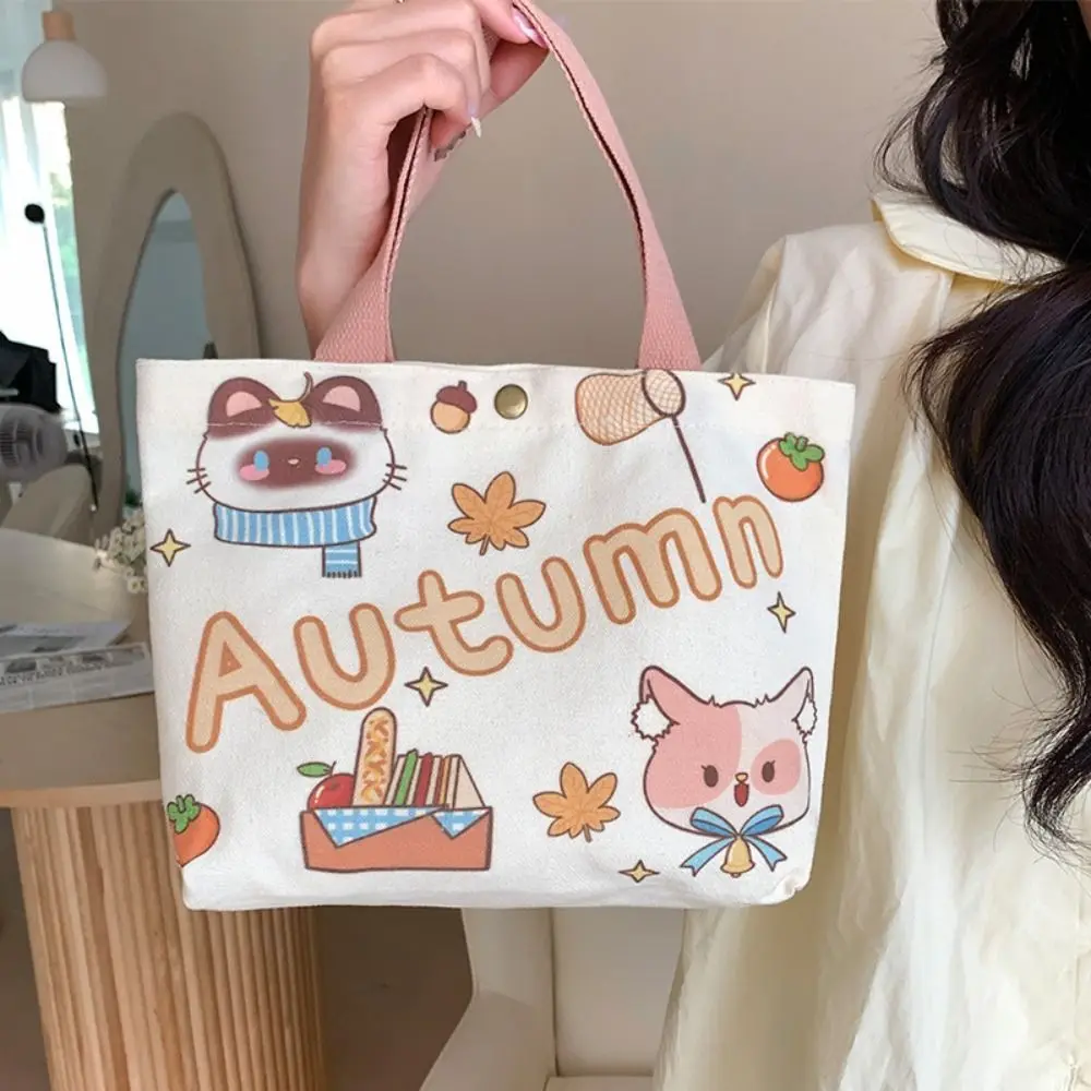 Canvas Tote Bag Fashion Cartoon Print Storage Bag Lunch Bag Portable Large Capacity Mini Handbags