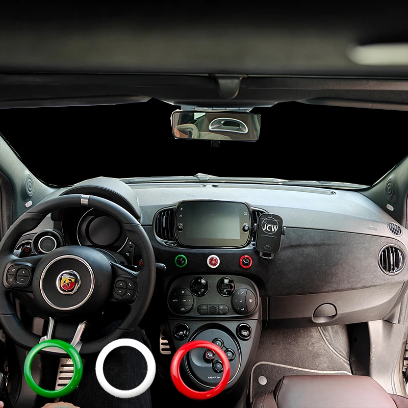 

Brand New ABS Material Racing Style Italian Color Interior Button Rings Cover Decorate For Fiat 500 Abarth 595 695 (3PCS/Set)