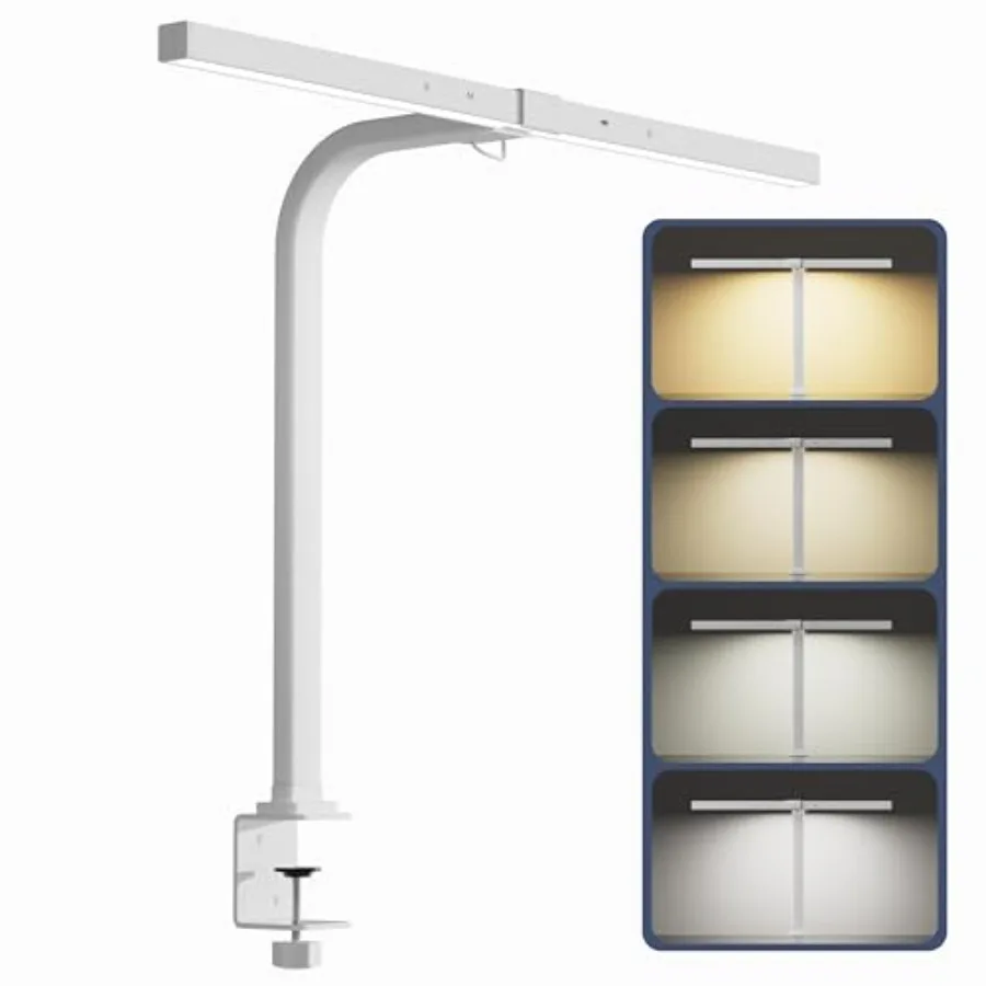 

48cm LED Desk LightCRI 95+ Bright Desk Lamp for Home Office 4 Colors and Infinite Dimming Reading Lamps with Timer and Memory F