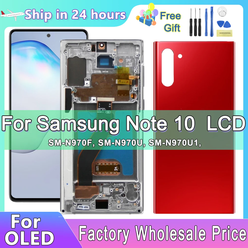 New OLED Note 10 Display For Samsung Galaxy Note 10 N970F N970 N9700 LCD With Frame Touch Screen Digitizer Assembly Replacement