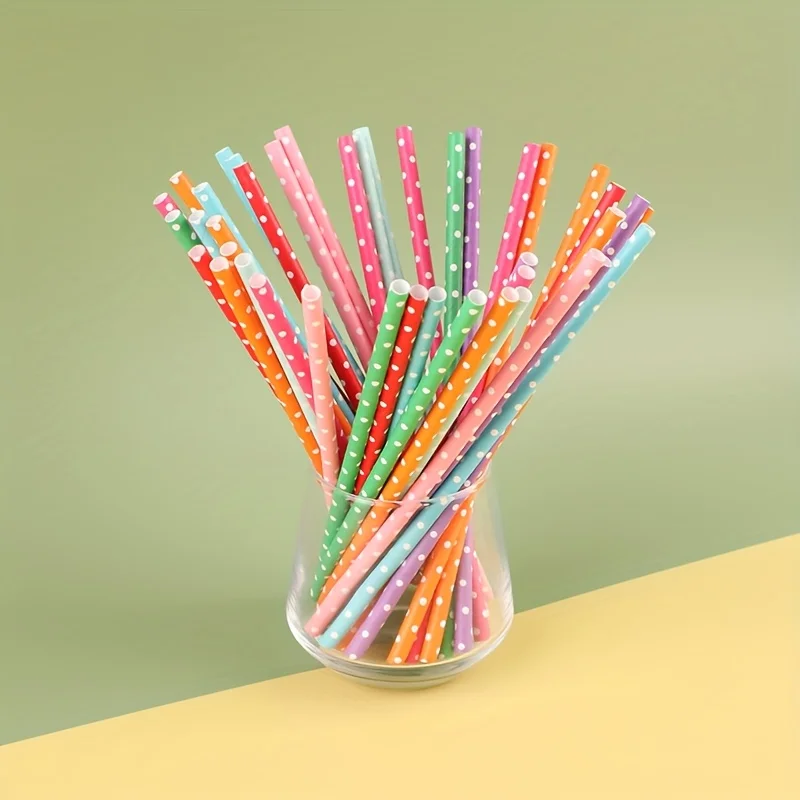 

100 шт. красочные одноразовые бумажные соломинки, подходящие для баров, дней рождения, свадеб и вечеринок — высококачественные аксессуары для напитков