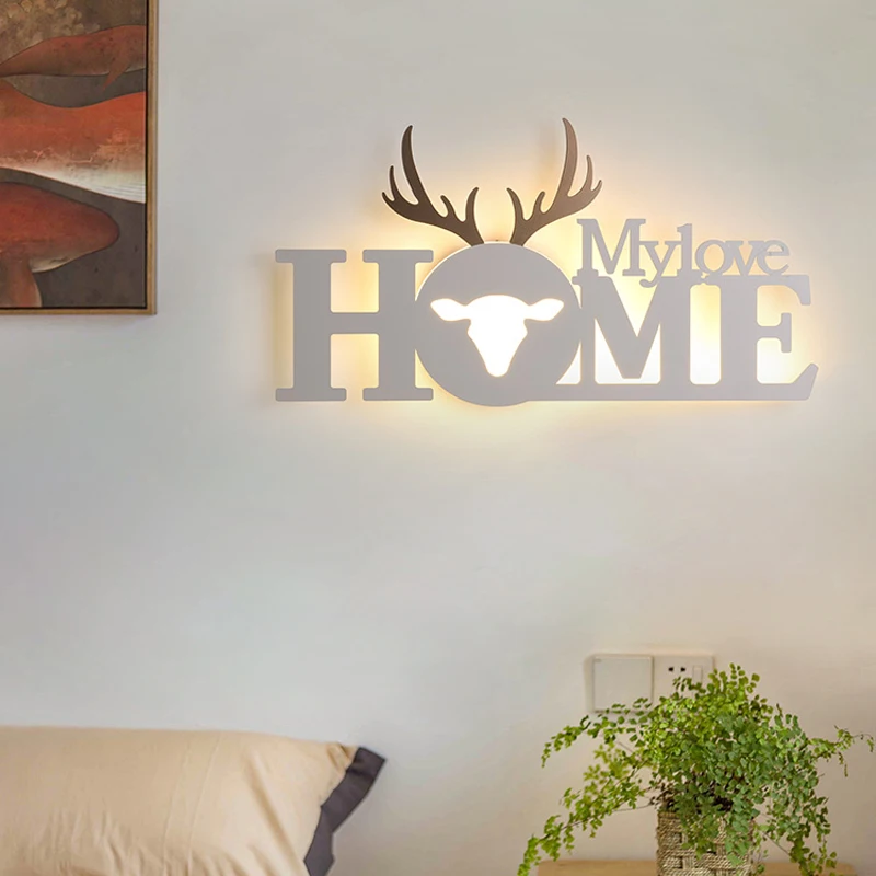 Home deco letter shape LED  Wall Light Children Sconce kid Wall Lamp Nordic Modern Bedroom Bedside Stair Corridor porch Lighting