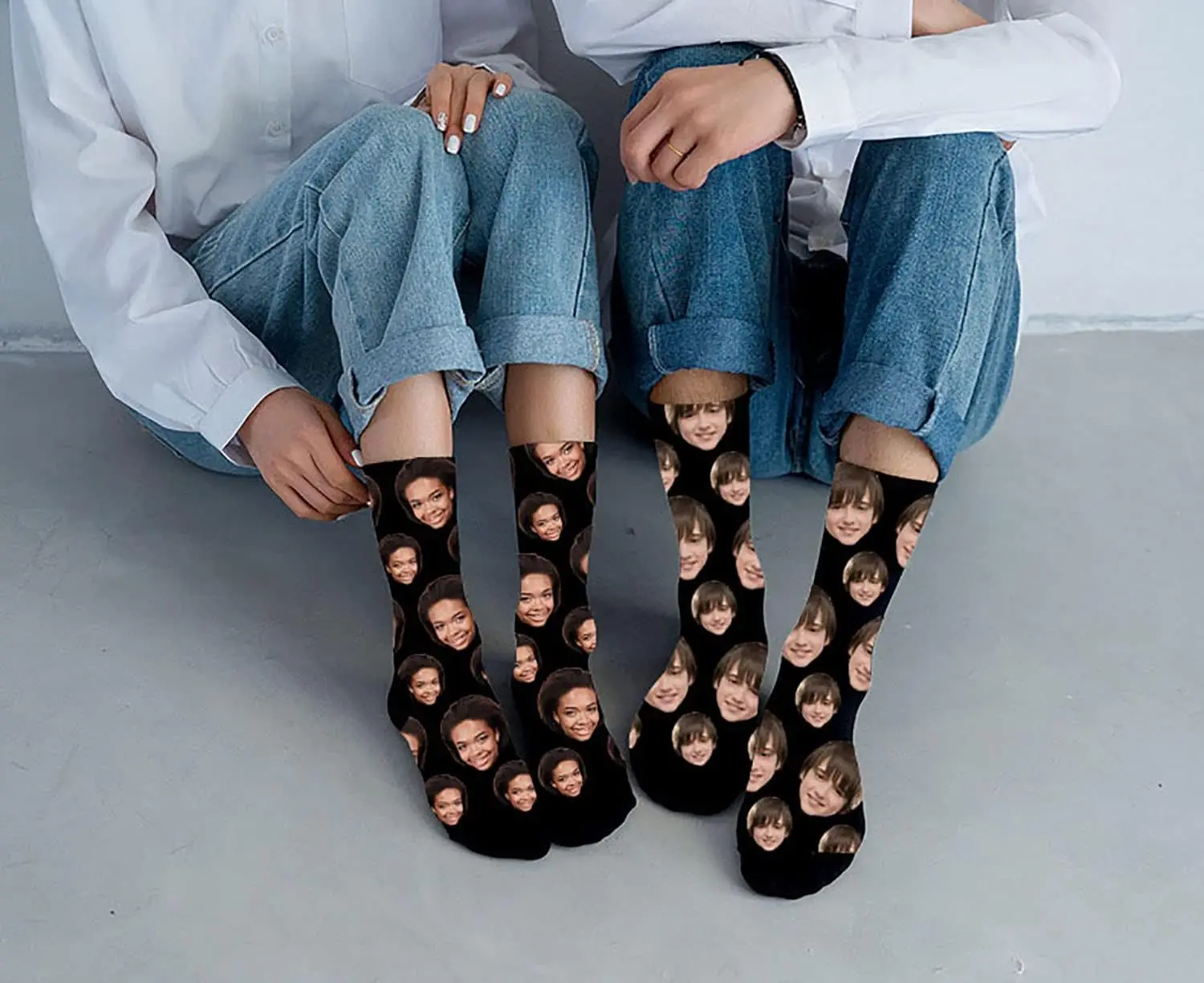 Custom Socks with Photo Personalized Face Socks for Men Women Customized Funny Gag Gifts for Dad Christmas One Size