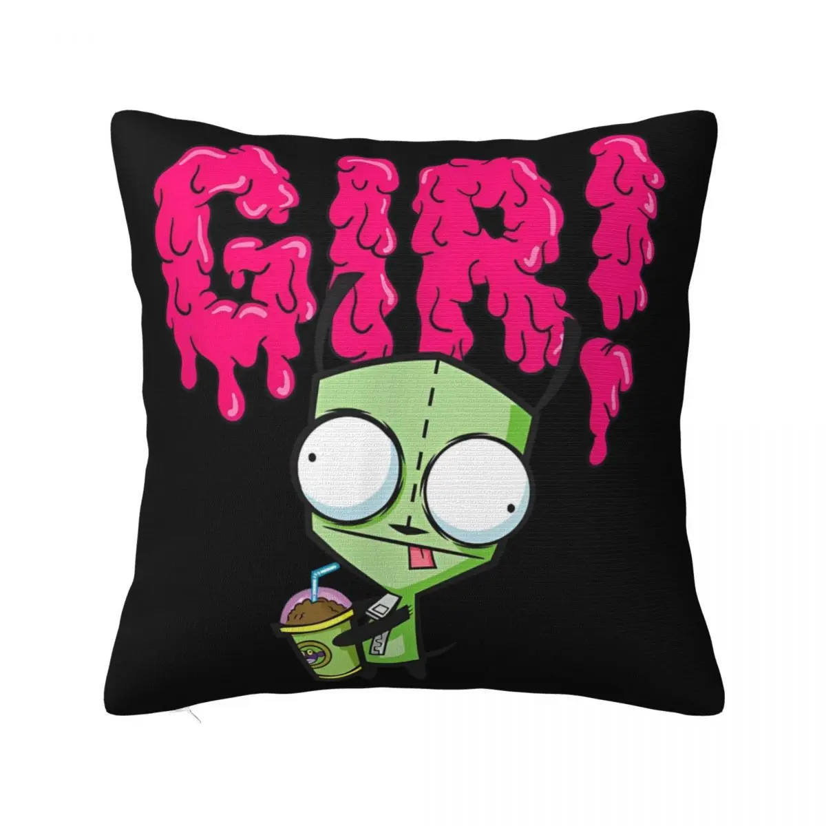 Invader Zim Gir Slime Slush Pillowcase Double-sided Printing Polyester Cushion Cover Gift Pillow Case Cover Bedroom Zippered