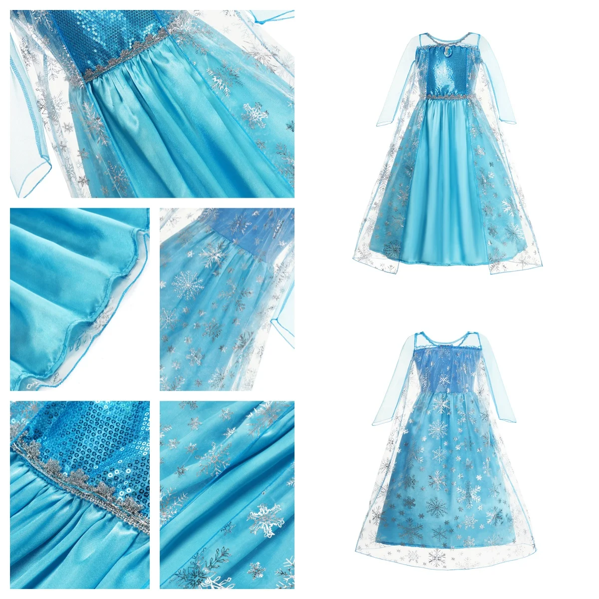 فستان الأميرة إلسا سنو كوين فروزن للفتيات في الهالوين خرافة خيالية للرياح كرنفال فساتين حفلات أعياد الميلاد للأطفال